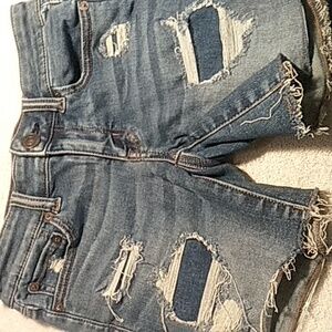 American Eagle Outfitters Blue Distressed Jean Shorts